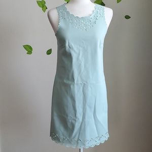 J. Crew Factory Blue Laser Cut Scallop Dress P0